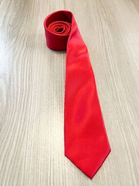 Joseph & Feiss Gold XL Long Red Solid Satin Tie Mens Formal Necktie NWT